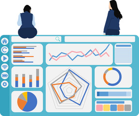 経営戦略を考えるビジネスウーマンのイラスト