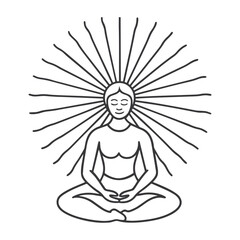 Minimalist Meditating Figure with Radiant Sun