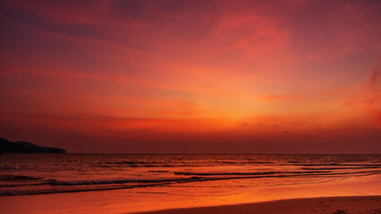 Sky background of sunset on beach sea