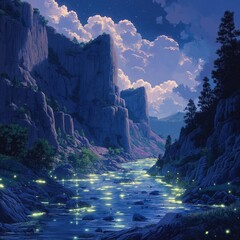 grand canyon in the night,generative ai illustration