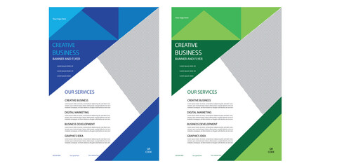 Corporate business flyer template design set with blue, orange, red and yellow color. marketing, business proposal, promotion, advertise, publication, cover page. new digital marketing flyer set.