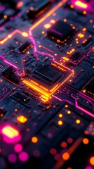 Obraz premium Circuit board illuminated with vibrant lights