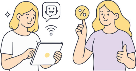 Online Shopping Offer Vector Illustration on White Background