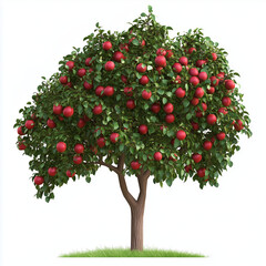 Fototapeta premium Apple tree isolated on white background, generated ai 