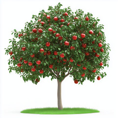 Apple tree isolated on white background, generated ai 