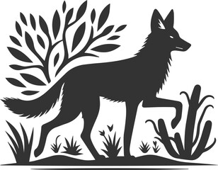 Artwork animal drawing silhouette of a jackal vector