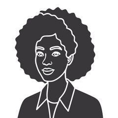 Minimalist Black & White Portrait with Bold Curly Hair