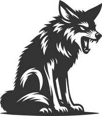 Artwork animal drawing silhouette of a jackal vector