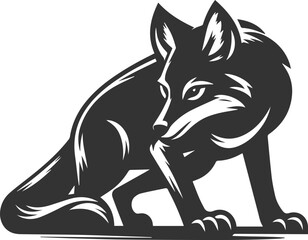 Artwork animal drawing silhouette of a jackal vector