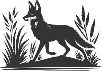 Artwork animal drawing silhouette of a jackal vector
