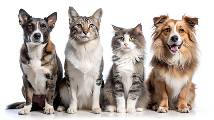 Obraz premium Group of Border Collie Puppies and Dogs Sitting Together on White Background