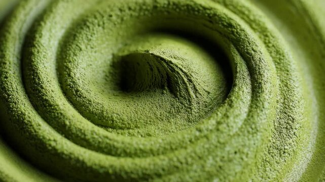 Matcha ceremony concept ,Smooth green matcha powder swirls create fine texture, evoking calmness and showcasing vibrant culinary
