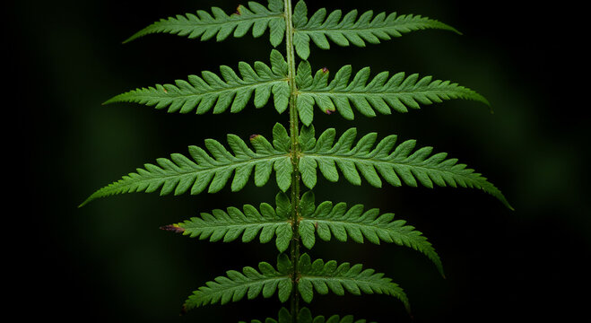 Ostrich Fern Close-Up: Green Fronds and Stem Detail