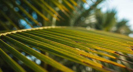 Close-up of Yellow Cycad Palm Leaf