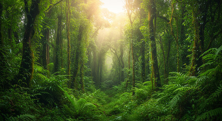 Lush Green Jungle Foliage in a Tropical Ecoregion