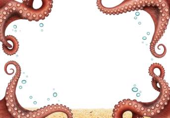 Spooky Tentacle Frame with Creepy Octopus Arms Reaching from the Darkness