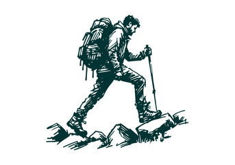 Mountain Hiker sketch vector illustration