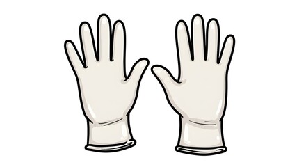 Obraz premium Illustrated White Gloves: Protection and Hygiene