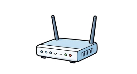 Fototapeta premium Illustrated Wireless Router with Antennas on White