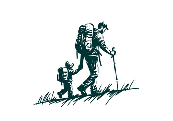 Mountain Hiker sketch vector illustration