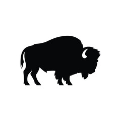 Majestic American Bison Silhouette, A black silhouette of a bison vector Art & Illustration