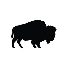 Majestic American Bison Silhouette, A black silhouette of a bison vector Art & Illustration