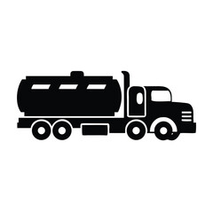 Silhouette of Tanker Truck in Black