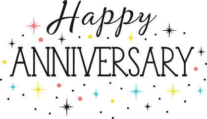 Elegant script design of Happy Anniversary phrase.