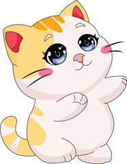 Cute Cat Standing On  Hind Legs Cartoon Vector