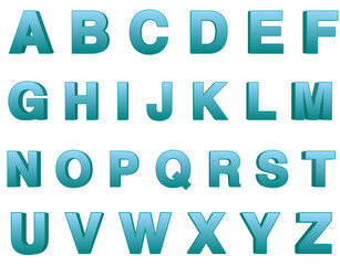 Teal 3D Alphabet Letters, Abc letters