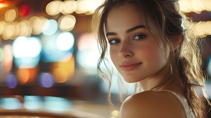 Woman with bokeh background