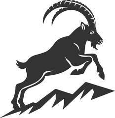 Silhouette of a ibex goat vector animal drawing