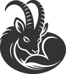 Silhouette of a ibex goat vector animal drawing