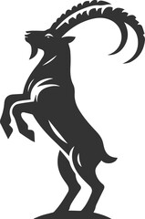 Silhouette of a ibex goat vector animal drawing