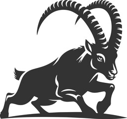 Silhouette of a ibex goat vector animal drawing