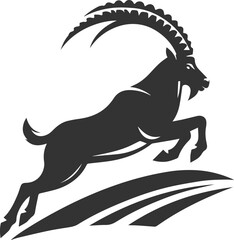 Silhouette of a ibex goat vector animal drawing