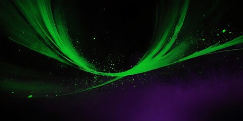 Obraz premium Digital purple and green particles wave and light abstract background with shining dots stars,colours, dynamic, fantasy, futuristic, glowing, graphic, purple, sparkle, star, wave, energy, motion,