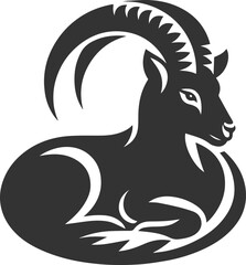 Silhouette of a ibex goat vector animal drawing