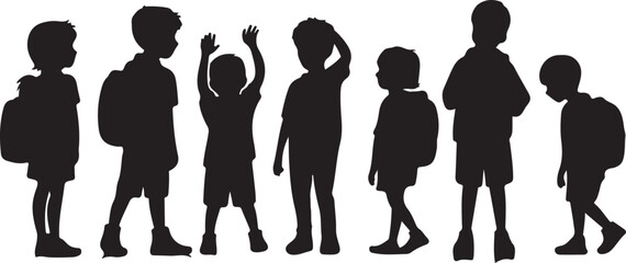 Kids with Backpacks Silhouette Design

School Bus Arriving Vector Scene

Teacher and Students Classroom Silhouette

School Supplies Collection Vector Art

Children Walking to School Silhouette