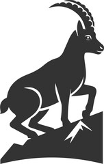 Silhouette of a ibex goat vector animal drawing