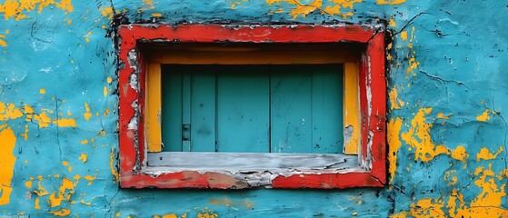 Naklejka premium Colorful weathered window