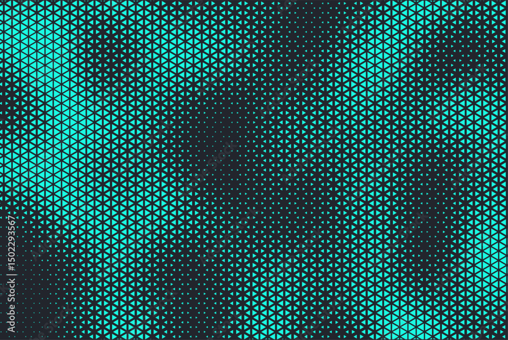 Aufkleber Abstract background with aqua blue triangle dots. Triangle halftone geometric background. Halftone triangular retro 80s pattern. Minimal style retro dynamic wallpaper.	