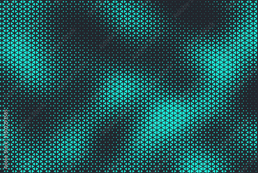 Aufkleber Abstract background with aqua blue triangle dots. Triangle halftone geometric background. Halftone triangular retro 80s pattern. Minimal style retro dynamic wallpaper.	