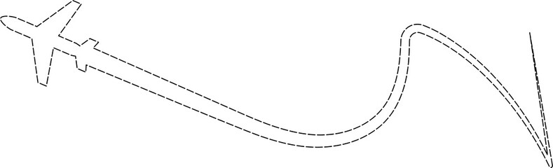Airplane line path icon, flight, route, travel
