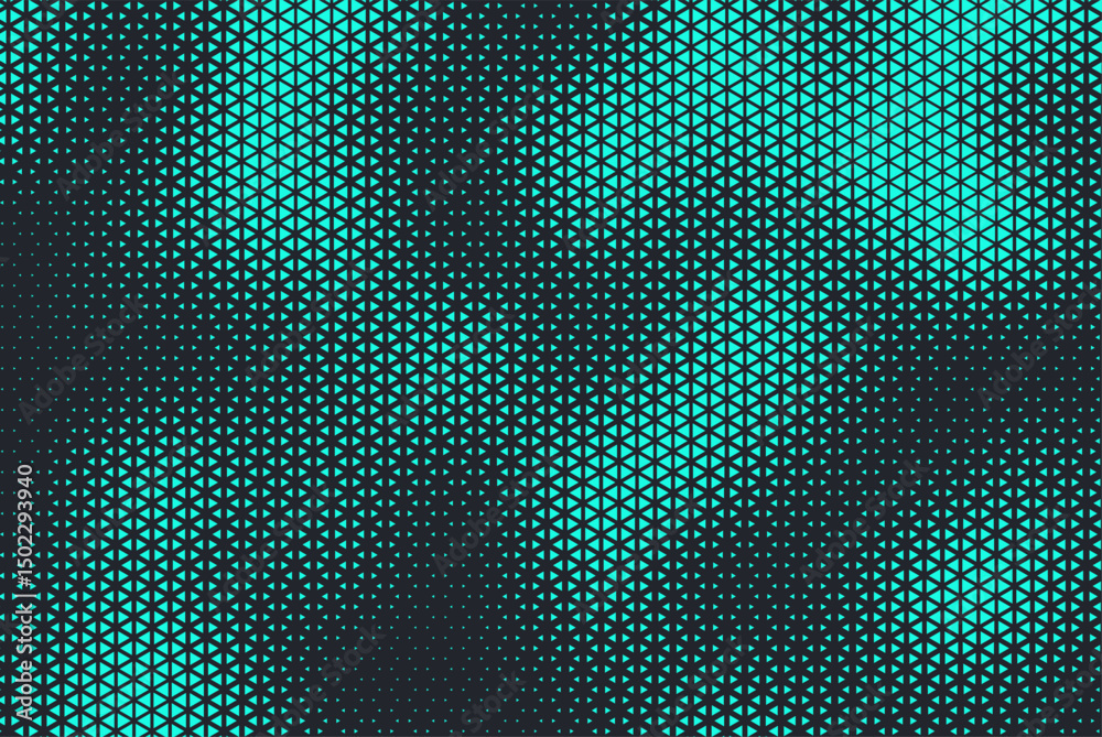 Aufkleber Abstract background with aqua blue triangle dots. Triangle halftone geometric background. Halftone triangular retro 80s pattern. Minimal style retro dynamic wallpaper.	