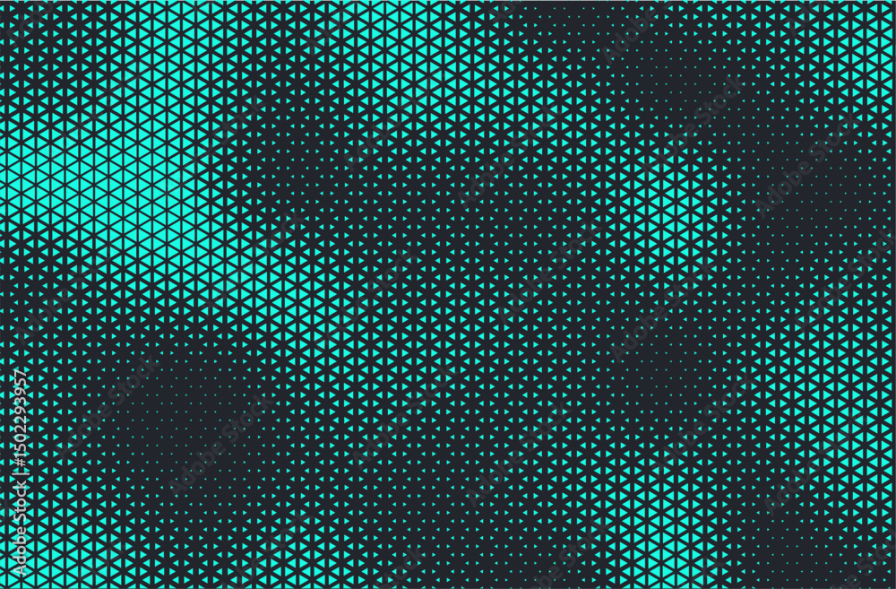 Aufkleber Abstract background with aqua blue triangle dots. Triangle halftone geometric background. Halftone triangular retro 80s pattern. Minimal style retro dynamic wallpaper.	