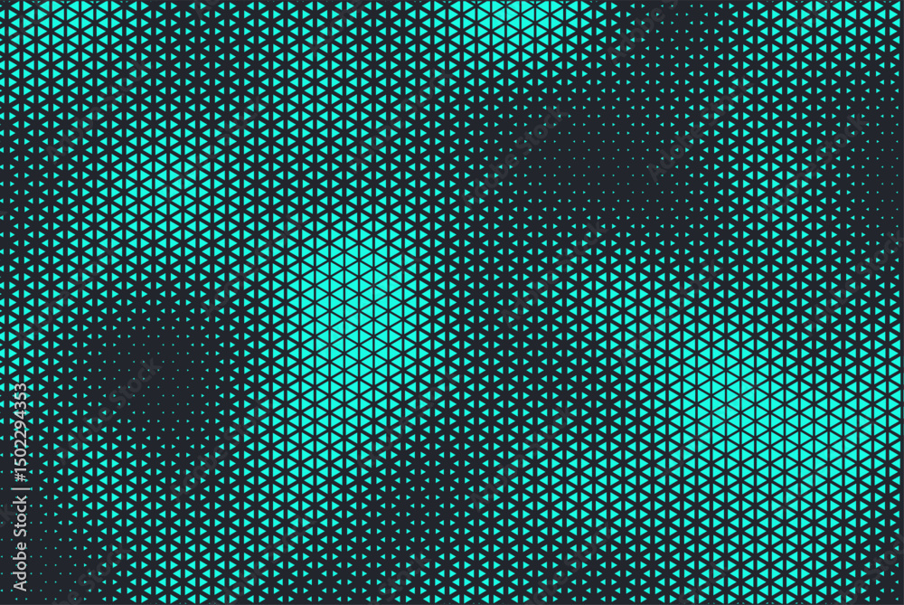 Aufkleber Abstract background with aqua blue triangle dots. Triangle halftone geometric background. Halftone triangular retro 80s pattern. Minimal style retro dynamic wallpaper.	