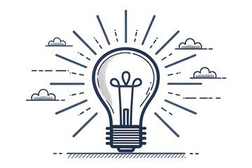 Lightbulb with Rays icon Symbolizes a bright idea or clear thinking, sharpness or enlightenment.