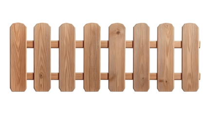 Brown wooden fence isolated on a white background that separates the objects. There are clipping paths for the designs and decoration. Ai Generated Images
