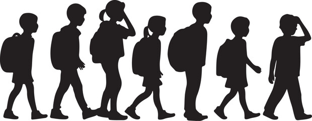 Kids with Backpacks Silhouette Design

School Bus Arriving Vector Scene

Teacher and Students Classroom Silhouette

School Supplies Collection Vector Art

Children Walking to School Silhouette
